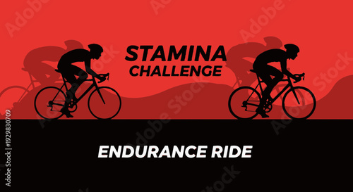 Cyclist Silhouette With Stamina Challenge and Endurance Ride Promotion Graphic Design