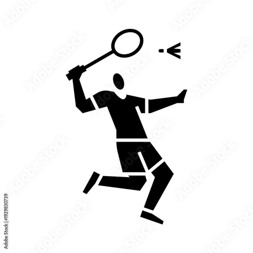 Badminton smash glyph icon. Badminton sport illustration.