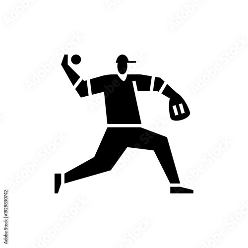 Baseball Pitcher glyph icon. Baseball athlete illustration.
