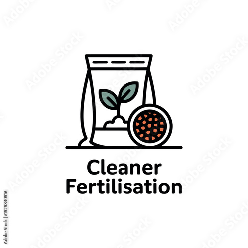 A simple illustration of cleaner fertilisation with a seedling and fertiliser bag