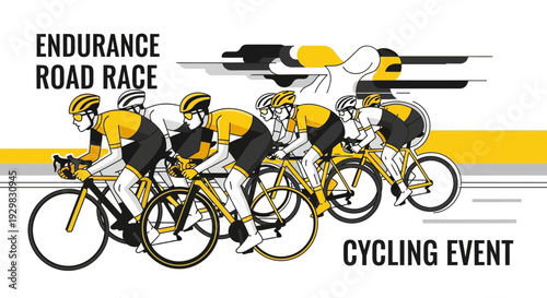 Cyclists Compete In An Endurance Road Race With Dynamic Graphics For Sport Event