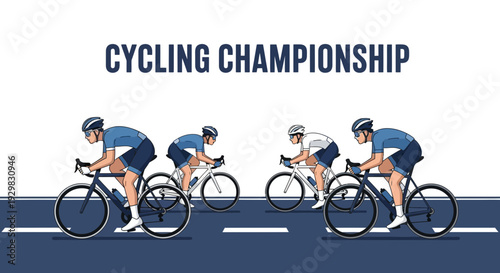 Cyclists Compete In An Energetic Cycling Championship Illustration On White Background