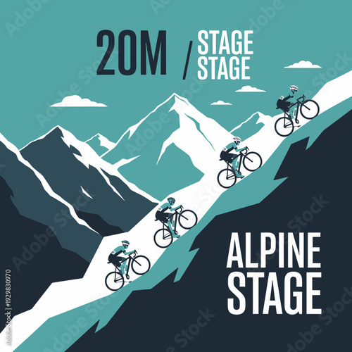 Cyclists Ascending Mountain Stage Depicting Endurance And Competition In Outdoor Adventure