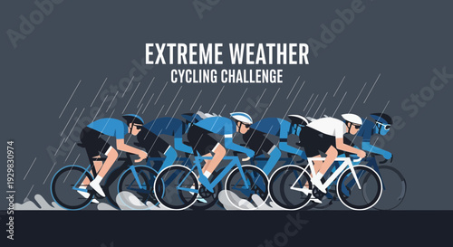Cyclists Compete In An Extreme Weather Cycling Challenge Amidst Heavy Rainfall