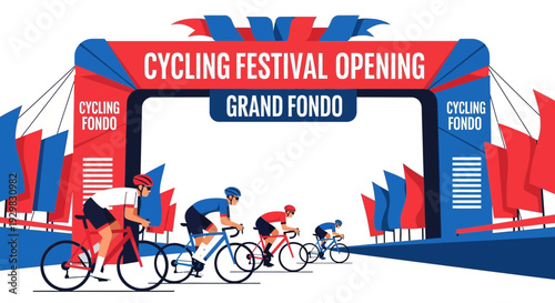 Cyclists Compete In Fondo Race At The Cycling Festival Opening Event Illustration