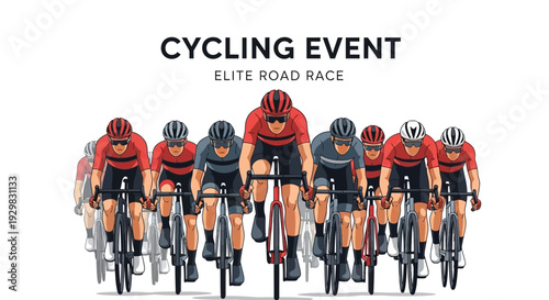 Cyclists Competing in Elite Road Race Depicted in a Vibrant and Stylish Illustration