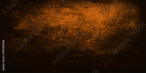 A dark and aged grunge background features a dirty vintage wall texture with a rusty metal surface and rough brown paper patterns for an antique backdrop design