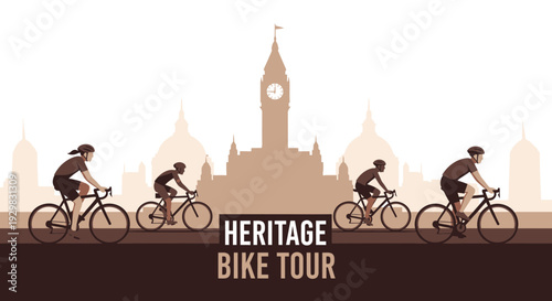 Cyclists Exploring Historical City Landmarks on a Heritage Bike Tour Adventure