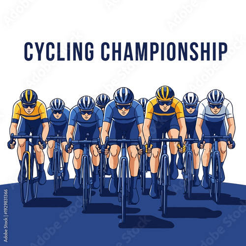 Cyclists In Intense Competition During The Cycling Championship, Displaying Athletic Prowess and
