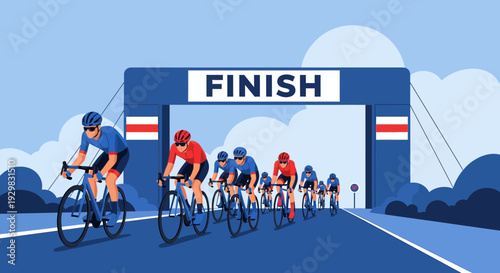 Cyclists Racing Toward The Finish Line Capturing The Thrill And Competition