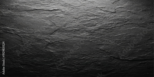 A rough dark grunge surface features a weathered black and white cement texture with an old plaster pattern on a grey concrete wall material