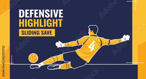 Defensive Football Moment: Sliding Save Graphic, Goalkeeper Action, Sports Illustration