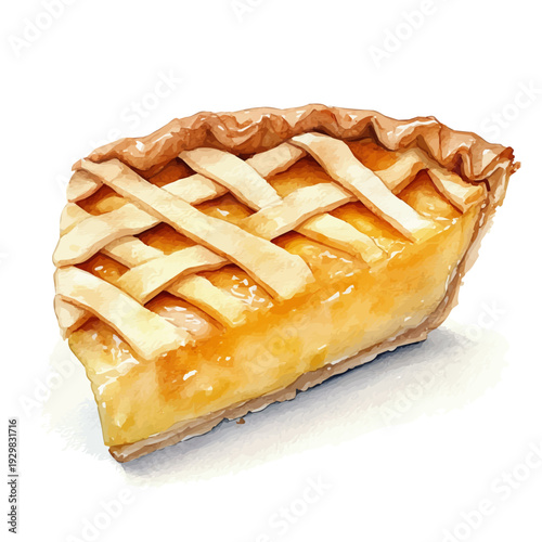 watercolor vector of Apple Pie Slice, isolated on a white background.
