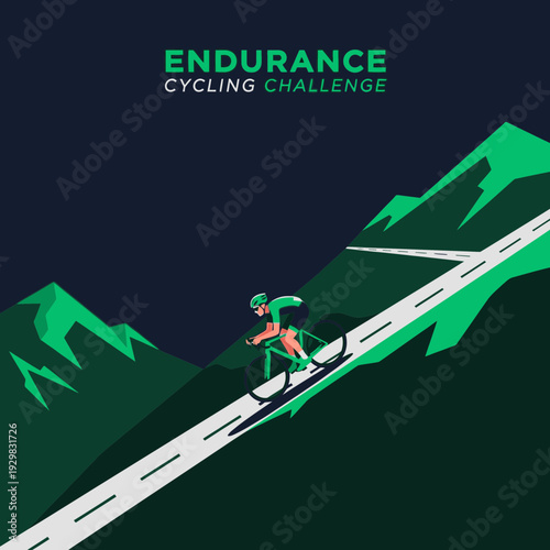 Depicting A Cyclist Bravely Scaling A Mountain Road For An Endurance Cycling Challenge