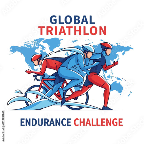 Depicting A Dynamic And Energetic Triathlon Event With Global Participation and Athlete Endurance