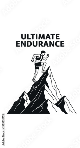 Depicting A Determined Athlete Climbing A Mountain Demonstrating Supreme Stamina and Resolve
