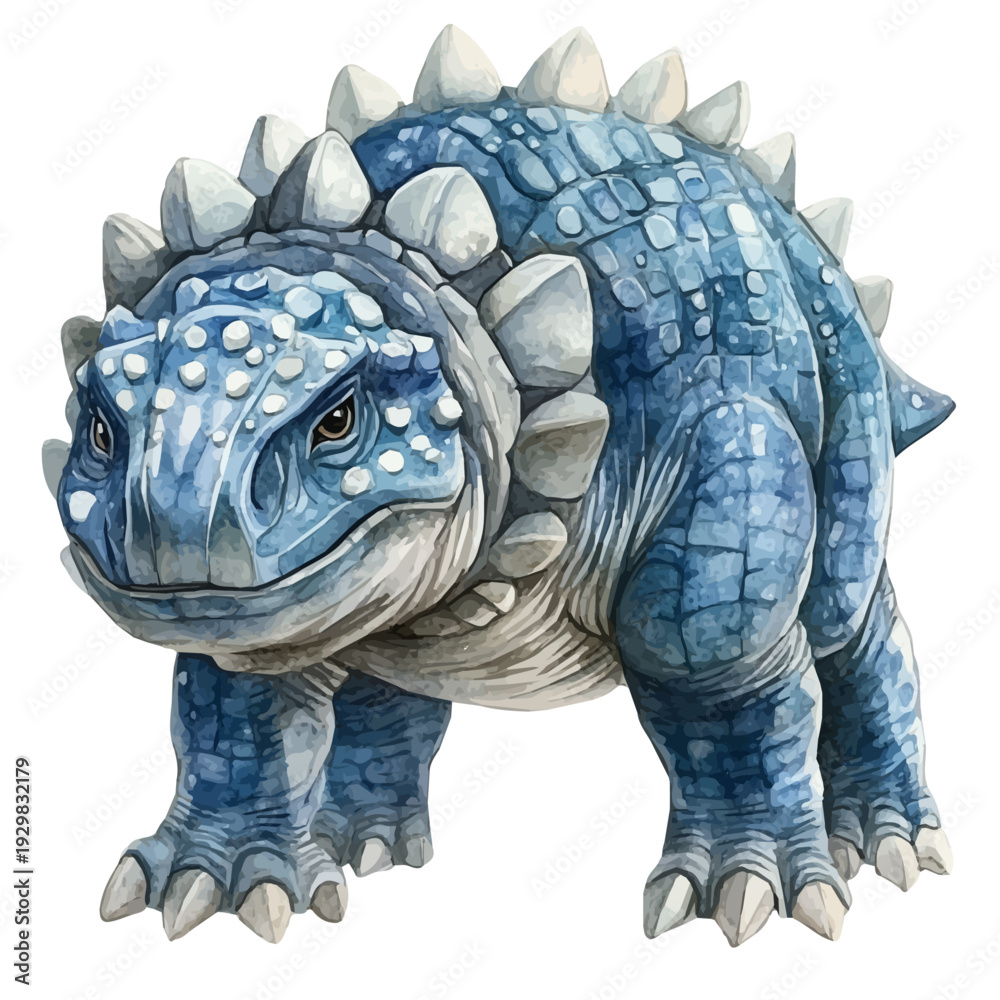 Fototapeta premium Ankylosaurus, watercolor vector, isolated on a white background.