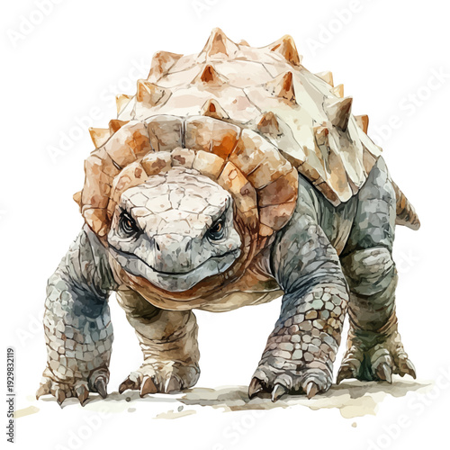 watercolor of Ankylosaurus, vector, isolated on a white background.