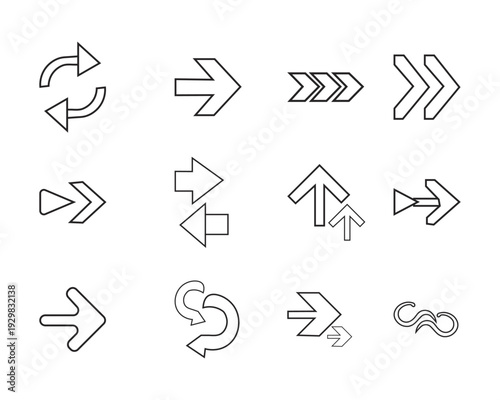 Arrows for Navigation and Direction: A curated selection of arrow icons, each pointing in a specific direction, offering versatile options for various design and informational purposes. 
