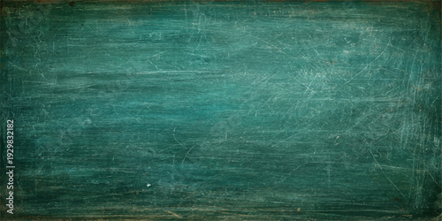 Aged vintage wallpaper featuring a dark green grunge background with a rough wooden texture and weathered brown pattern detail providing ample copy space on an old timber board surface