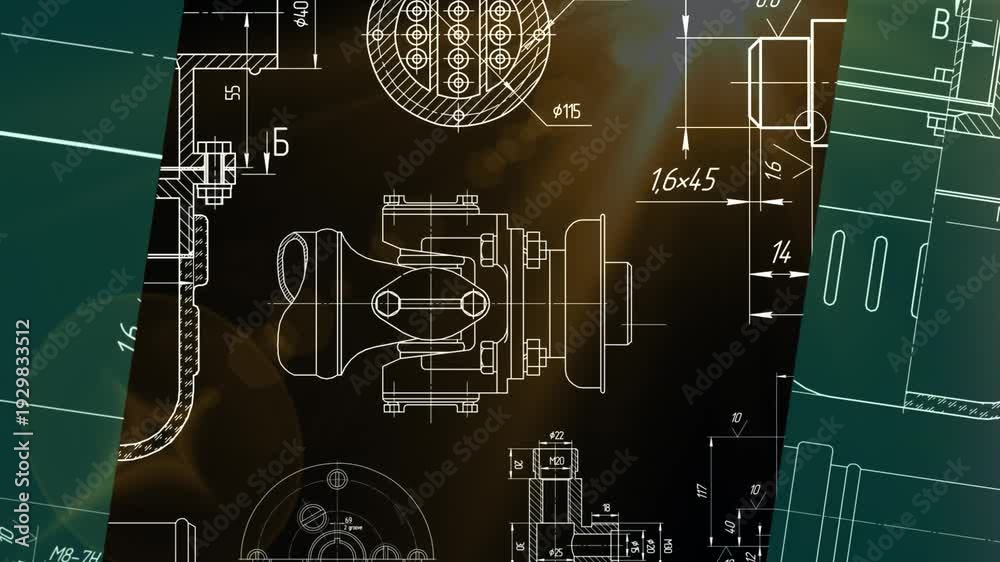 Video animation with assembly engineering drawing of steel mechanical ...