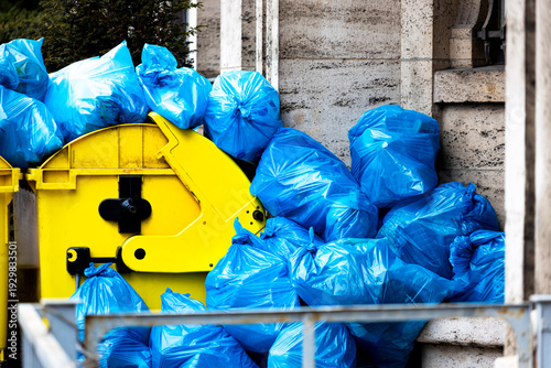 Mountains of garbage in a city street