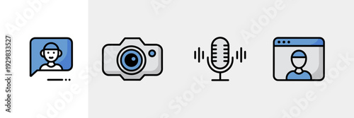 AI smart assistant interface icons – Great for conversational AI, customer support, or digital apps.