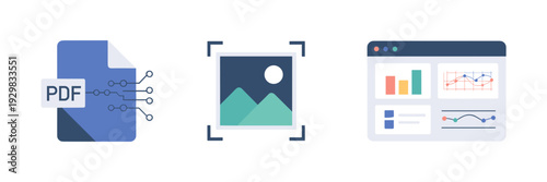 Scalable AI document processing icon sheet – Suitable for enterprise software, data analysis, or tech UI.