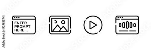 Minimalist AI prompt window icons – Suitable for technical guides.