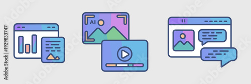 AI multimodal dashboard icon sheet – Ideal for enterprise software.