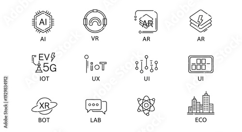 Various Technology Icons Representing Modern Innovations.
