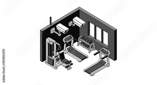 Isometric Home Gym with Treadmills and Weight Machine.