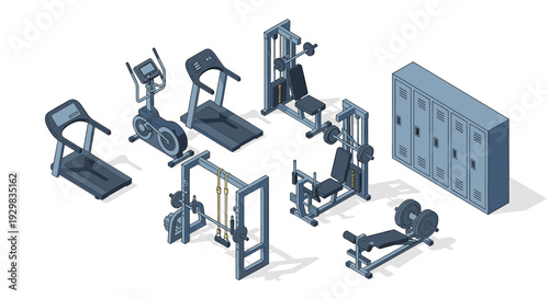 Isometric Gym Equipment and Lockers for Fitness and Workout.
