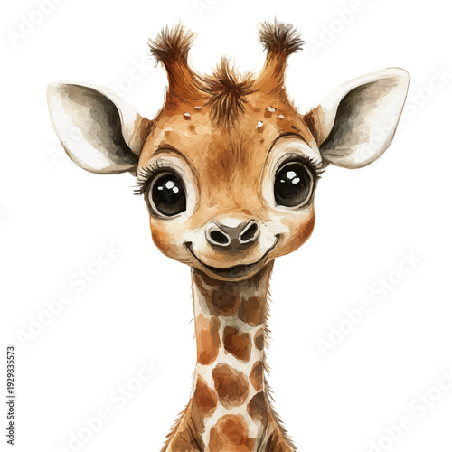 watercolor of Baby Animals, isolated on a white background.