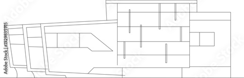 Modern geometric building elevations, mosque facades with minarets, resort master plans, public hall layouts, and vernacular tiered roof structures.