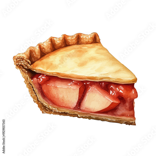 Apple Pie Slice, clipart watercolor vector with gentle, isolated on a white background.