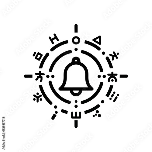 Black and white bell icon design.