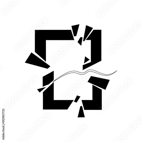 Black and white broken frame symbol.