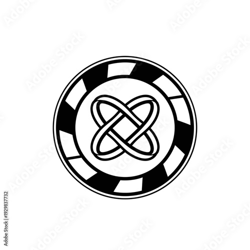 Black and white casino poker chip.