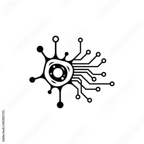 Black and white circuit board design.