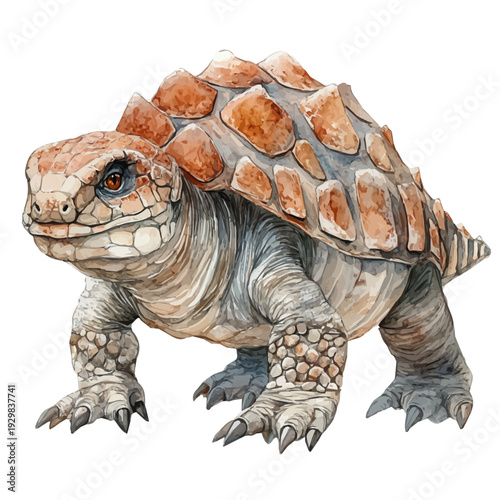 watercolor of Ankylosaurus, vector, isolated on a white background.