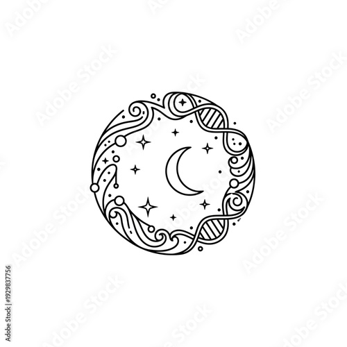 Black and white crescent moon symbol.