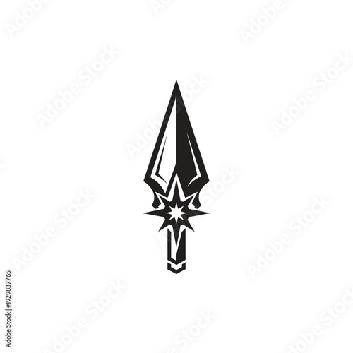 Black and white dagger icon symbol.