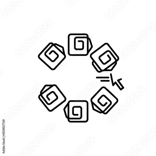 Black and white cube graphic icons.