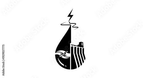 Black and white electricity logo symbol.