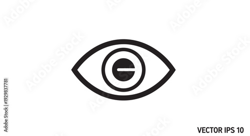 Black and white eye icon graphic.