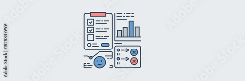 Survey research and analytics icon sheet – Ideal for market research reports, feedback tools, or data analysis blogs.