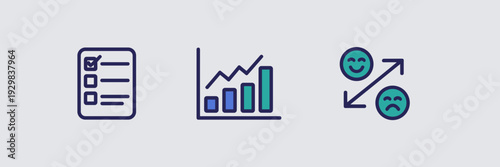Modern research and sentiment analysis icons – Perfect for business intelligence, academic studies, or marketing strategy.