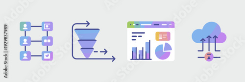 Product analytics gradient icons – Ideal for SaaS marketing material.