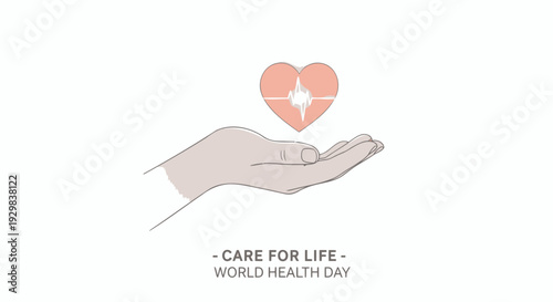 Hand holding heart with ecg beat for world health day care concept